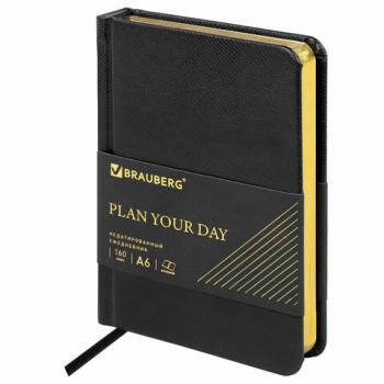 Ежедневник недатированный МАЛЫЙ ФОРМАТ А6 (100х150 мм) BRAUBERG "Iguana", кожзам, 160 л., черный, 125104 - Премиум Сервис