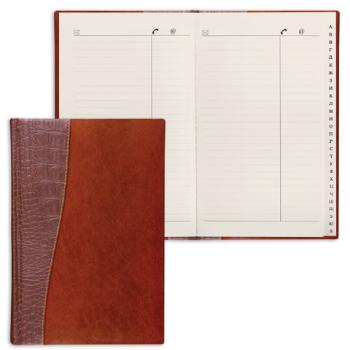 Телефонная книжка А5 (136х202 мм), BRAUBERG "Cayman", комбинированная гладкая и кожа крокодила, 96 л., вырубной алфавит, коричневая, 125130 - Премиум Сервис