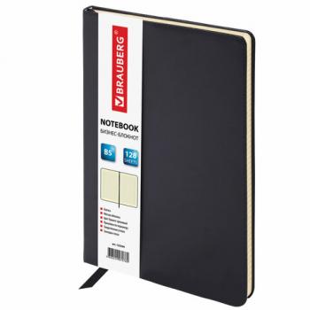 Блокнот БОЛЬШОЙ ФОРМАТ (200х252 мм) В5, BRAUBERG "Income", кожзам, 128 л., клетка, черный, 125204 - Премиум Сервис