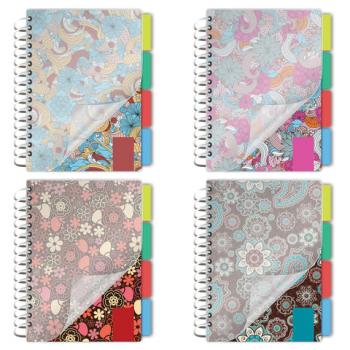 Блокнот МАЛЫЙ ФОРМАТ (115х152 мм) А6, 150 л., гребень сбоку, пластиковая обложка, 4 разделителя, клетка, BRAUBERG, "Кружево", 125389 - Премиум Сервис