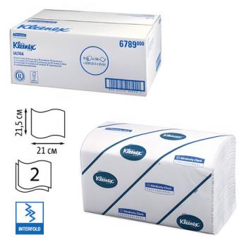 Полотенца бумажные 186 шт., KIMBERLY-CLARK Kleenex, КОМПЛЕКТ 15 шт., Ultra, 2-х слойные, белые, 21х21,5 см, Interfold (601533-534)6789 - Премиум Сервис