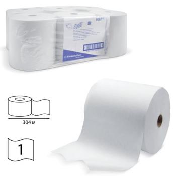 Полотенца бумажные рулонные KIMBERLY-CLARK Scott, КОМПЛЕКТ 6 шт., 304 м, белые, диспенсер 601536, 6667 - Премиум Сервис