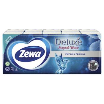Платки носовые ZEWA Deluxe, 3-х слойные, 10 шт. х (спайка 10 пачек), 51174 - Премиум Сервис