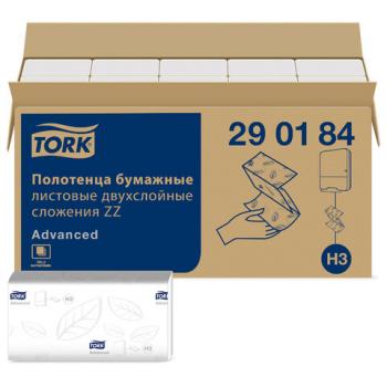 Полотенца бумажные, 200 шт., TORK (Система H3) ADVANCED, 2-слойные, белые, ZZ (V-сложение), КОМПЛЕКТ 20 пачек, 290184 - Премиум Сервис