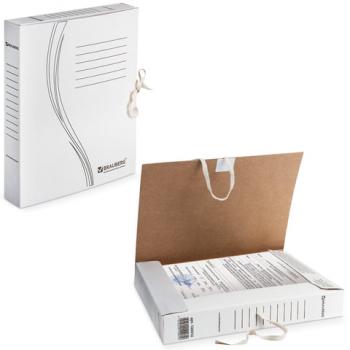Папка архивная с завязками А4 (325х260 мм), 45 мм, до 400 листов, плотная, микрогофрокартон, БЕЛАЯ, BRAUBERG, 126512 - Премиум Сервис