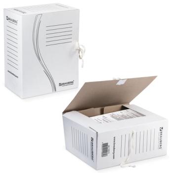 Папка архивная с завязками А4(325х260 мм), 150 мм, до 1400 листов, плотная, микрогофрокартон, БЕЛАЯ, BRAUBERG, 126513 - Премиум Сервис