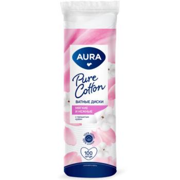 Ватные диски КОМПЛЕКТ 100 шт., AURA, двусторонние, 20711, 6353 - Премиум Сервис