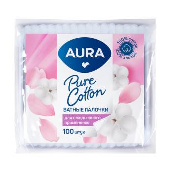 Ватные палочки КОМПЛЕКТ 100 шт., AURA, полиэтиленовый пакет, 20773, 1646, 6470 - Премиум Сервис