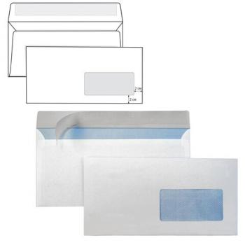 Конверты E65 (110х220 мм) ПРАВОЕ ОКНО, отрывная лента, 80 г/м2, КОМПЛЕКТ 1000 шт., внутренняя запечатка, Е65.03СО - Премиум Сервис