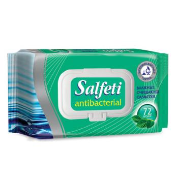 Салфетки влажные, 72 шт., SALFETI "Antibacterial", антибактериальные, крышка-клапан, 48397 - Премиум Сервис