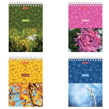 Блокнот А5 (146х205 мм), 60 л., гребень, картон, жесткая подложка, клетка, BRAUBERG, "Четыре сезона", 129811 - Премиум Сервис