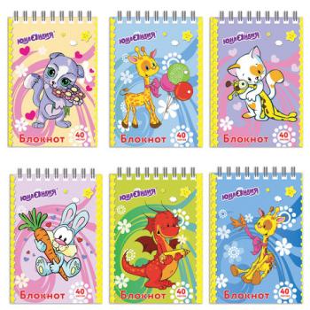 Блокнот МАЛЫЙ ФОРМАТ (75х105 мм) А7, 40 л., гребень, картон, клетка, ЮНЛАНДИЯ, "МУЛЬТЯШКИ", 129860 - Премиум Сервис