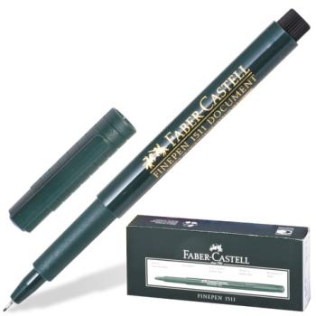 Ручка капиллярная (линер) FABER-CASTELL "Finepen 1511", ЧЕРНАЯ, корпус темно-зеленый, линия 0,4 мм, 151199 - Премиум Сервис
