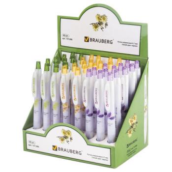 Ручка шариковая автоматическая с грипом BRAUBERG "Herb Time", СИНЯЯ, корпус ассорти, узел 0,7 мм, линия письма 0,35 мм, 141286 - Премиум Сервис