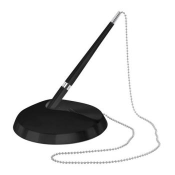 Ручка шариковая настольная BRAUBERG "Стенд-Пен Блэк2", СИНЯЯ, цепочка, корпус черный, линия письма 0,5 мм, 141347 - Премиум Сервис