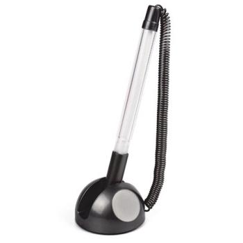 Ручка шариковая настольная BRAUBERG "Стенд-Пен", СИНЯЯ, пружинка, корпус черный, линия письма 0,5 мм, 141351 - Премиум Сервис