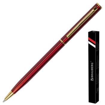 Ручка подарочная шариковая BRAUBERG "Slim Burgundy", корпус бордо, узел 1 мм, линия письма 0,7 мм, синяя, 141403 - Премиум Сервис