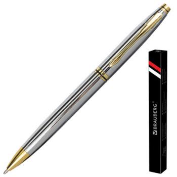 Ручка подарочная шариковая BRAUBERG "De Luxe Silver", корпус серебристый, узел 1 мм, линия письма 0,7 мм, синяя, 141414 - Премиум Сервис