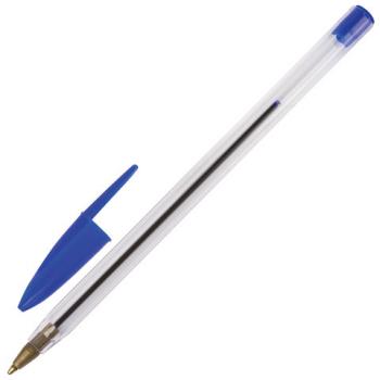 Ручка шариковая STAFF "Basic BP-01", письмо 750 метров, СИНЯЯ, длина корпуса 14 см, линия письма 0,5 мм, 141672 - Премиум Сервис