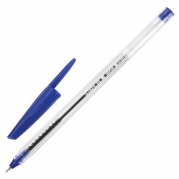 Ручка шариковая масляная STAFF "EVERYDAY" OBP-226, СИНЯЯ, корпус прозрачный, игольчатый узел 0,7 мм, линия письма 0,35 мм, 141705 - Премиум Сервис