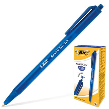 Ручка шариковая автоматическая BIC "Round Stic Clic", СИНЯЯ, корпус тонированный синий, узел 1 мм, линия письма 0,32 мм, 926376 - Премиум Сервис