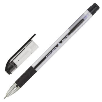 Ручка шариковая масляная с грипом BRAUBERG "Max-Oil", ЧЕРНАЯ, игольчатый узел 0,7 мм, линия письма 0,35 мм, 142142 - Премиум Сервис