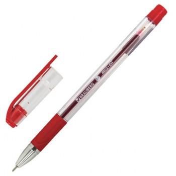 Ручка шариковая масляная с грипом BRAUBERG "Max-Oil", КРАСНАЯ, игольчатый узел 0,7 мм, линия письма 0,35 мм, 142143 - Премиум Сервис