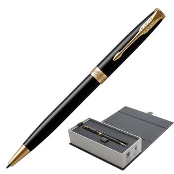 Ручка шариковая PARKER "Sonnet Core Lacquer Black GT", корпус черный глянцевый лак, позолоченные детали, черная, 1931497 - Премиум Сервис