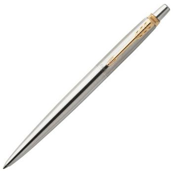 Ручка шариковая PARKER "Jotter Core Stainless Steel GT", корпус серебристый, позолоченные детали, синяя, 1953182 - Премиум Сервис