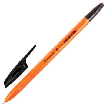 Ручка шариковая BRAUBERG "X-333 Orange", ЧЕРНАЯ, корпус оранжевый, узел 0,7 мм, линия письма 0,35 мм, 142410 - Премиум Сервис