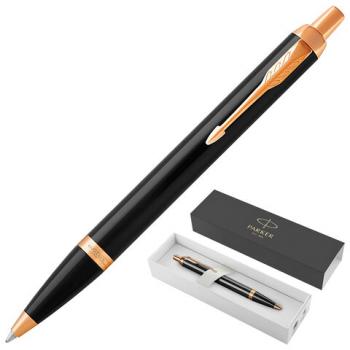 Ручка шариковая PARKER "IM Core Black Lacquer GT", корпус черный глянцевый лак, позолоченные детали, синяя, 1931666 - Премиум Сервис