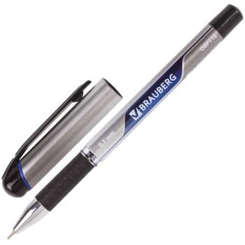 Ручка шариковая масляная с грипом BRAUBERG "Signature", СИНЯЯ, печать, узел 0,7 мм, линия письма 0,35 мм, 142688 - Премиум Сервис