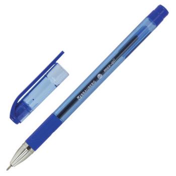 Ручка шариковая масляная с грипом BRAUBERG "Max-Oil Tone", СИНЯЯ, узел 0,7 мм, линия письма 0,35 мм, 142693 - Премиум Сервис