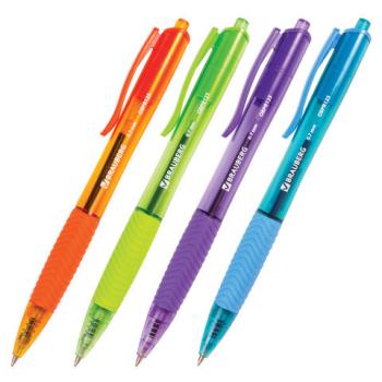 Ручка шариковая масляная автоматическая с грипом BRAUBERG "Fruity RD", СИНЯЯ, корпус ассорти, узел 0,7 мм, линия письма 0,35 мм, 142700 - Премиум Сервис