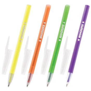 Ручка шариковая масляная ЮНЛАНДИЯ "НЕОН", СИНЯЯ, безопасный корпус ассорти, узел 1 мм, линия письма 0,5 мм, 142701 - Премиум Сервис