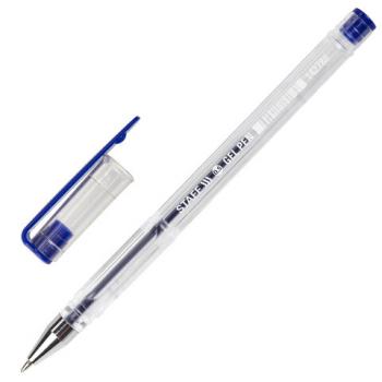 Ручка гелевая STAFF "Basic" GP-789, СИНЯЯ, корпус прозрачный, хромированные детали, узел 0,5 мм, 142788 - Премиум Сервис