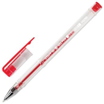 Ручка гелевая STAFF "Basic" GP-789, КРАСНАЯ, корпус прозрачный, хромированные детали, узел 0,5 мм, 142790 - Премиум Сервис