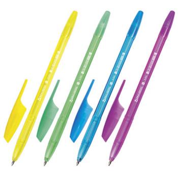 Ручка шариковая BRAUBERG "X-333" NEON, СИНЯЯ, корпус тонированный ассорти, узел 0,7 мм, линия письма 0,35 мм, 142829 - Премиум Сервис