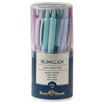 Ручка шариковая автоматическая BRUNO VISCONTI "SlimClick", "Zefir", СИНЯЯ, ассорти, узел 0,5 мм, линия письма 0,3 мм, 20-0229 - Премиум Сервис