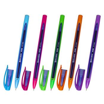 Ручка шариковая масляная BRAUBERG "BOMB GT Color", СИНЯЯ, прорезиненный корпус ассорти, узел 0,7 мм, линия письма 0,35 мм, 143346 - Премиум Сервис