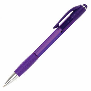 Ручка шариковая автоматическая с грипом BRAUBERG SUPER, СИНЯЯ, корпус фиолетовый, узел 0,7 мм, линия письма 0,35 мм, 143373 - Премиум Сервис