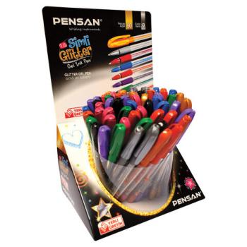 Ручка гелевая PENSAN "Glitter Gel", АССОРТИ, чернила с блестками, узел 1 мм, линия письма 0,5 мм, дисплей, 2280/S60 - Премиум Сервис