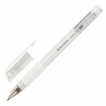 Ручка гелевая с грипом BRAUBERG "White", БЕЛАЯ, пишущий узел 1 мм, линия письма 0,5 мм, 143416 - Премиум Сервис