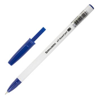 Ручка шариковая масляная BRAUBERG Stick Medium, СИНЯЯ, узел 1 мм, линия письма 0,5 мм, 143419 - Премиум Сервис