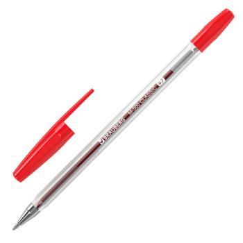 Ручка шариковая BRAUBERG "M-500 CLASSIC", КРАСНАЯ, корпус прозрачный, узел 0,7 мм, линия письма 0,35 мм, 143446 - Премиум Сервис