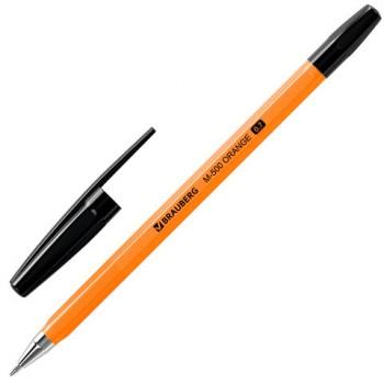 Ручка шариковая BRAUBERG "M-500 ORANGE", ЧЕРНАЯ, корпус оранжевый, узел 0,7 мм, линия письма 0,35 мм, 143449 - Премиум Сервис