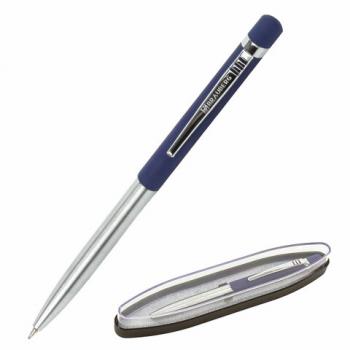 Ручка подарочная шариковая BRAUBERG Ottava, СИНЯЯ, корпус серебристый с синим, линия письма 0,5 мм, 143487 - Премиум Сервис