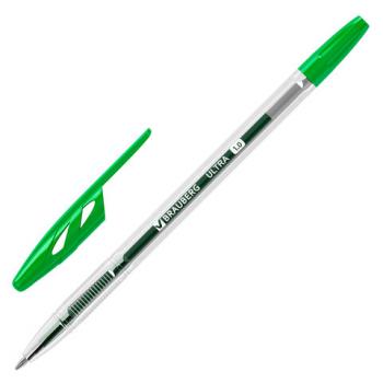 Ручка шариковая BRAUBERG "ULTRA", ЗЕЛЕНАЯ, узел 1 мм, чернила ГЕРМАНИЯ, наконечник ШВЕЙЦАРИЯ, 143561 - Премиум Сервис