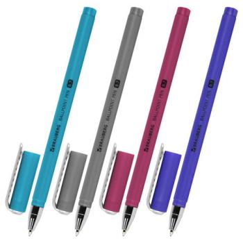 Ручка шариковая BRAUBERG SOFT TOUCH STICK "METALLIC", СИНЯЯ, мягкое покрытие, корпус ассорти, узел 0,7 мм, 143699 - Премиум Сервис