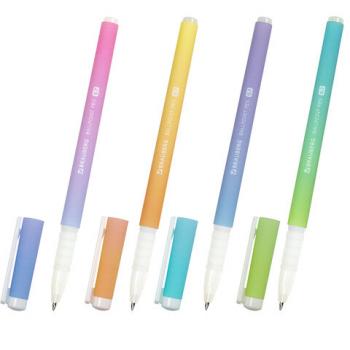 Ручка шариковая BRAUBERG SOFT TOUCH GRIP "GRADIENT PASTEL", СИНЯЯ, мягкое покрытие, ассорти, узел 0,7 мм, 143711 - Премиум Сервис